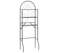 Étagère de toilette 60x33x174 cm Cadre en acier noir Motif floral Rangement Organisateur