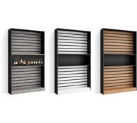 Étagère décorative avec cheminée électrique à LED : Chêne naturel et noir / Avec cheminée décorative