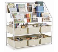 Étagère d'enfant COSTWAY avec 3 compartiments, 6 boîtes et structure métallique, étagère pour enfants, étagère de rangement pour jouets de type Montessori, idéale pour les chambres d'enfants et les ch