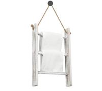 Étagère d'escalier pour couvertures : support d'affichage textile en bois à 3 niveaux, organisateur de linge de bain de style rustique, unité de rangement décorative inclinée avec crochet attaché
