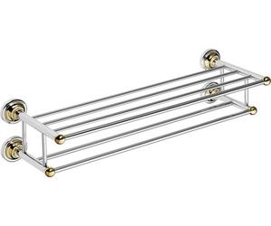 Etagère double trapèze avec porte-serviettes RETRO chromé doré 66,5x16,5x22,5 cm