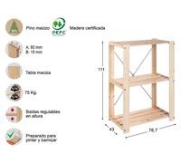 étagère Doublée Evolution 3 Pin Massif Modulable Grande Capacité - Astigarraga