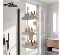 Etagere Douche à Suspendre 3 Niveaux sans Perçage 32 8 x 12.9 x 69 3 cm Argent