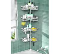 Etagere Douche Etagere Telescopique Douche sans Percage avec 4 paniers étagère de Argenté - telescop PORTE ACCESSOIRE DE SALLE DE B