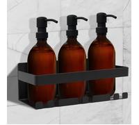 Étagère Douche sans Perçage - Support Douche Adhésif 3M en Acier Inoxydable Noir - Porte Savon & Rangement Shampoing - Étagère Mur
