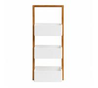 Etagère droite bambou 3 bacs de rangement - Blanc - 28.5 cm X 15 cm X 66 cm - CALICOSY