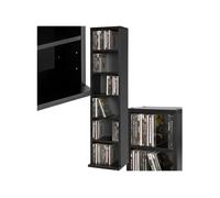 Etagère DVD CD aspect Bois avec Etagères réglables et amovibles noir