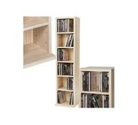 Etagère DVD CD panneau de fibres réglable 90x21x20cm marron hêtre