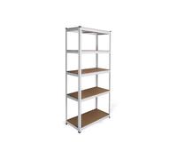 MonsterShop Rayonnage E-RAX – Acier galvanisé, 5 niveaux, 200 kg/étagère, Blanc 90x40x180cm