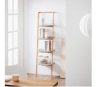Étagère échelle à 4 niveaux - SOBUY - 44x39x169 cm - Gris - Style nordique - MDF et bois de hêtre - Capacité 42 kg