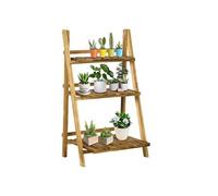 Outsunny Étagère à plantes échelle pyramidale pliante 3 étagères bois sapin 60x37x93 cm marron