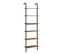 Étagère échelle, Bibliothèque 6 Niveaux, Meuble Rangement Livres, décorations, pour salon, Bureau, Chambre, 60 x 30 x 204,8 cm Marron