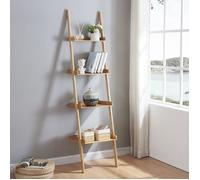 [en.casa] Étagère Échelle à 4 Niveaux Meuble de Rangement Design pour Salon Chambre Salle de Bain Entrée Bambou 176 x 44 cm Naturel