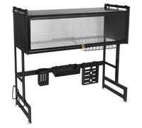 Étagère égouttoir pour évier - Égouttoir à vaisselle à 2 niveaux - Acier inoxydable - Inox - Organisateur de cuisine gain de place - Taille M - Noir