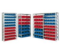 Étagère emboîtable avec bacs de rangement - Champ de culture - 9 tablettes - 36 caisses de taille 3Z - L x P x H : 1005 x 425 x 2000 mm