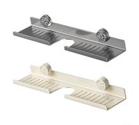 Étagère en acier au carbone antirouille Finition noyer Blanc 50 cm | Revêtement antirouille, métal résistant à l'eau, construction, sécurité dans la salle de bain, utilisation durable