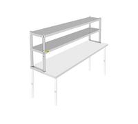 Etagère en Acier Inoxydable à 2 Niveaux 183x30cm pour Table de Préparation