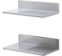 Étagère en acier inoxydable de 21,8 cm x 40,6 cm, étagère flottante murale avec dosseret, étagères commerciales d'une capacité de charge de 20 kg, rack de rangement robuste pour restaurant, cuisine, b