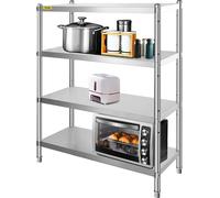 Étagère en acier inoxydable Gastronomie 4 étagères Étagère de stockage lourde 150kg Étagères de cuisine Étagère sur pied 122 x 48 x 150 cm Standing Shelf Rack
