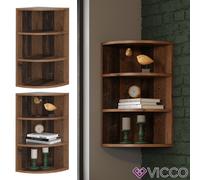 Vicco Étagère d'angle Ecki, Bois Antique, 30x60cm, pour Montage Mural avec Trois Compartiments Ouverts