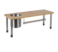 Etagère en bambou 3 en 1 + porte ustensiles inox + Rouleau essui tout Cuisine