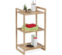 Étagère en bambou - 70 x 40 x 30 cm - Étagère de salle de bain sur pied avec 3 niveaux - Étagère de cuisine - Salon - Bibliothèque - Naturel