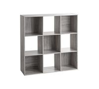 5five - Étagère Cube Mix'n'Modul - Effet Chêne Gris - 101 x 101 x 32 cm - 9 Cases, Rangement Modulable - pour Salon, Chambre, Bureau