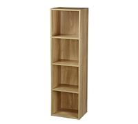étagère en bois à 1, 2, 3, 4 étages, bibliothèque, vitrine, unité de rangement, Bois dense, chêne, 4 Tier