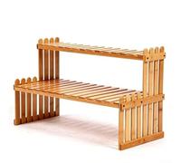 Étagère en bois à deux niveaux pour plantes de bureau conçue pour optimiser l'espace vertical dans le bureau, la cuisine ou la salle de bain (37 cm)