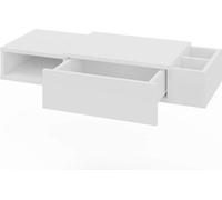 Étagère en bois blanc, 17 x 90 x 30 cm, 1 tiroir, 2 compartiments, fixation murale