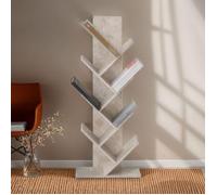 IDIMEX Étagère en Bois Jules en Forme d’Arbre, Étagère autoportante avec Pied Robuste, Design Original et Pratique 48 x 116 x 24 cm, Coloris béton