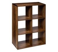 Étagère en bois PEGANE - 6 cases - marron foncé - 67x32x100cm