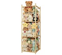 Étagère en bois pour peluches, 3 niveaux, 137x40x40 cm, à fixer au mur