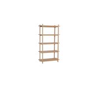 Étagère en chêne beige, 5 étagères, autoportante, avec rangement, droite - Hübsch, Epoch - 39x80x150 cm