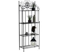 CLP Etagere a Plantes en Metal Flora Style Campagne, Pliable, 4 Niveaux, Interieur et Exterieur, Jardin, Balcon, terrasse, Contre Un Mur, Couleur:Noir