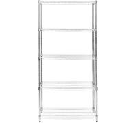 Étagère en fil métallique, 5 niveaux, structure métallique robuste, modèle autoportant, étagères et pieds réglables en hauteur, multifonctionnelle (cuisine, bureau, garage, garde-manger), finition chr