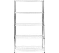 Étagère en fil métallique, 5 niveaux, structure métallique robuste, modèle autoportant, étagères et pieds réglables en hauteur, multifonctionnelle (cuisine, bureau, garage, garde-manger), finition chr