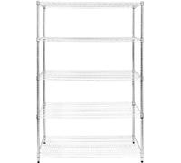 Étagère en fil métallique, 5 niveaux, structure métallique robuste, modèle autoportant, étagères et pieds réglables en hauteur, multifonctionnelle (cuisine, bureau, garage, garde-manger), finition chr