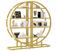 Étagère en Métal de Style Moderne 120×30×130cm, Bibliothèque, Cadre Doré et 4 étagères en MDF Blanc,étagère Modulaire en Demi-cercle
