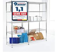 Étagère en métal Everest Chromé 3/4/5 Étagères 60 x 35 x 90 cm | Charge Max : 350 kg