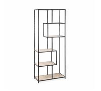 Etagère en métal noir et décor bois - Loft - bibliothèque 6 niveaux. L 77 x l 33 x H 185cm