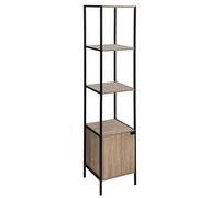 Etagere en panneaux de particules agglomere naturel avec pieds en metal noir - Longueur 35 x Profondeur 35 x Hauteur 176 cm --