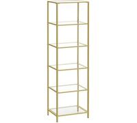 Étagère en Verre 6 Niveaux, Présentoir, Verre Trempé, pour Salle de Bain, Salon, Chambre, Doré - VASAGLE