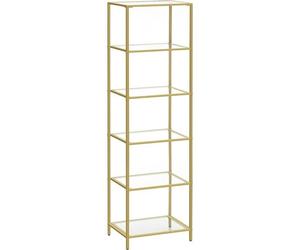 Étagère en Verre 6 Niveaux, Présentoir, Verre Trempé, pour Salle de Bain, Salon, Chambre, Doré - VASAGLE