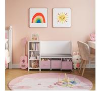 Étagère enfant avec banc Høylandet 76 x 112 x 40 cm blanc rose