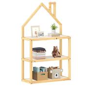 IDIMEX Étagère Enfant LENISE en pin Massif, Meuble Rangement Chambre Enfant en Forme de Maison en Bois lasuré Blanc/Naturel
