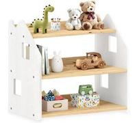 Étagère enfant YASMIN en pin lasuré naturel/blanc Naturel/Blanc G