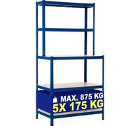 Étagère enfichable avec établi 2+3