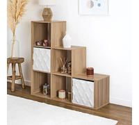 Etagère escalier 7 niches 102x32x100 cm naturel - AKLUS