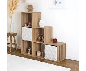 Etagère escalier 7 niches 102x32x100 cm naturel - AKLUS